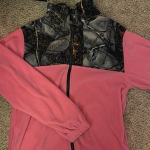 Pink and Camo Hoodie Zip up. Size Medium